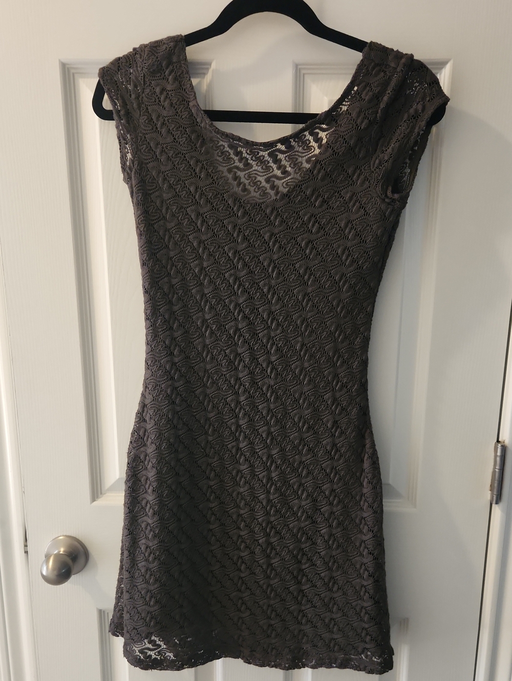 Apt. 9 Lace Cap-Sleeve Mini Dress - Charcoal Gray